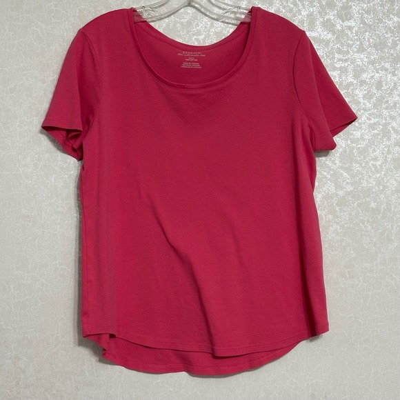 Chico's Ultimate Tee Pink Short Sleeve Round Neck Casual Top 100% Cotton (Med) 2 - Picture 1 of 5